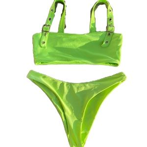 Shein bikini buckle straps neon green medium